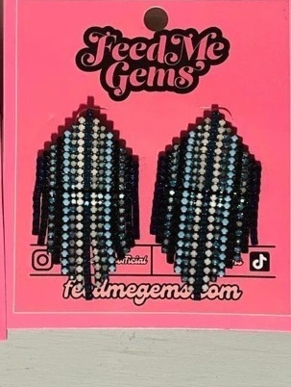 Feed Me Gems Earrings Set of 3 Pink & Black
